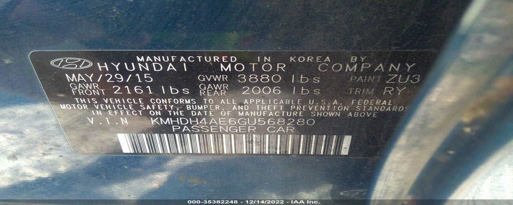 KMHDH4AE6GU568280 2016 HYUNDAI ELANTRA photo no. 9