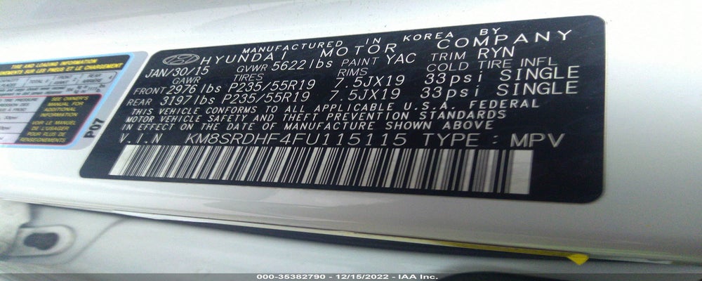 KM8SRDHF4FU115115 2015 HYUNDAI SANTA FE photo no. 9