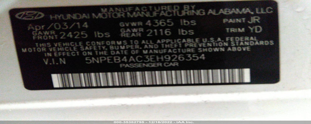 5NPEB4AC3EH926354 2014 HYUNDAI SONATA photo no. 9