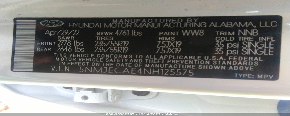 5NMJECAE4NH125575 2022 HYUNDAI TUCSON photo no. 9
