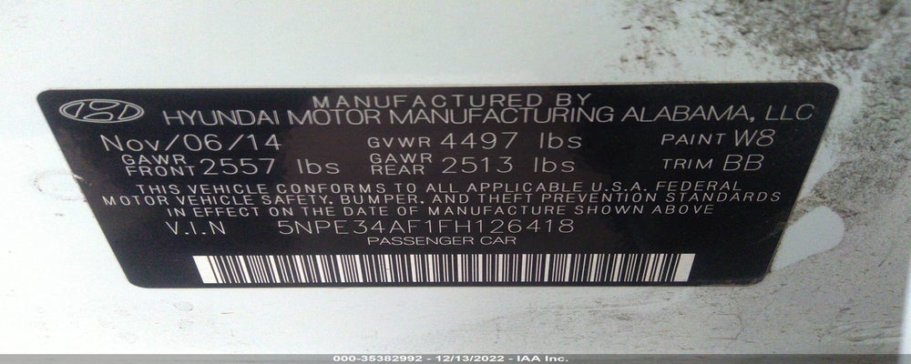 5NPE34AF1FH126418 2015 HYUNDAI SONATA photo no. 9