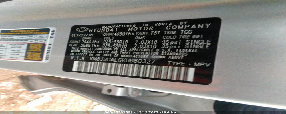 KM8J3CAL6KU880327 2019 HYUNDAI TUCSON photo no. 9