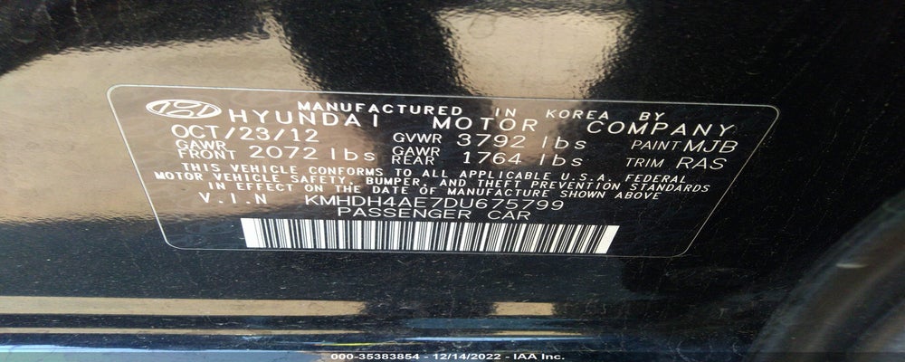 KMHDH4AE7DU675799 2013 HYUNDAI ELANTRA photo no. 9