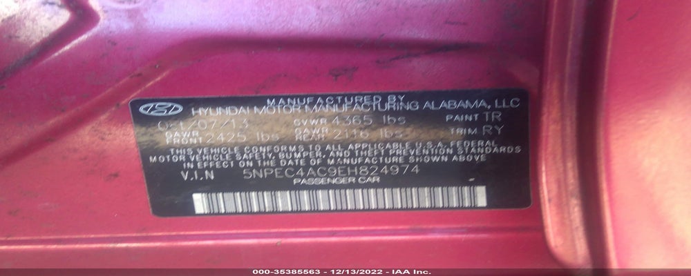 5NPEC4AC9EH824974 2014 HYUNDAI SONATA photo no. 9