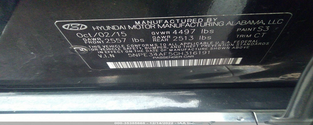 5NPE34AF5GH316191 2016 HYUNDAI SONATA photo no. 9
