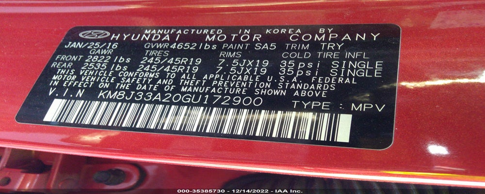 KM8J33A20GU172900 2016 HYUNDAI TUCSON photo no. 9