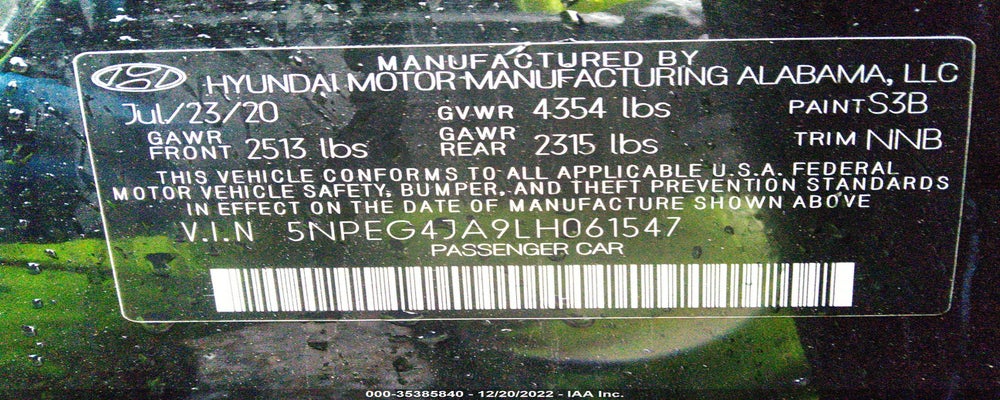 5NPEG4JA9LH061547 2020 HYUNDAI SONATA photo no. 9
