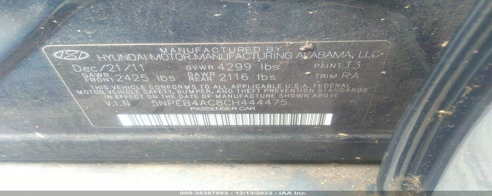 5NPEB4AC8CH444475 2012 HYUNDAI SONATA photo no. 9