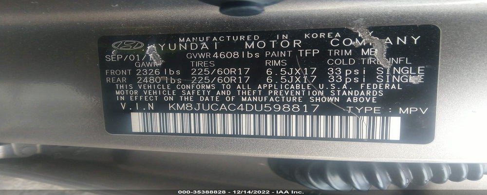 KM8JUCAC4DU598817 2013 HYUNDAI TUCSON photo no. 9
