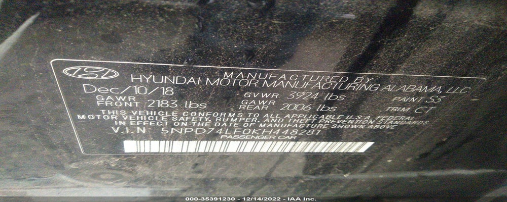 5NPD74LF0KH448281 2019 HYUNDAI ELANTRA photo no. 9