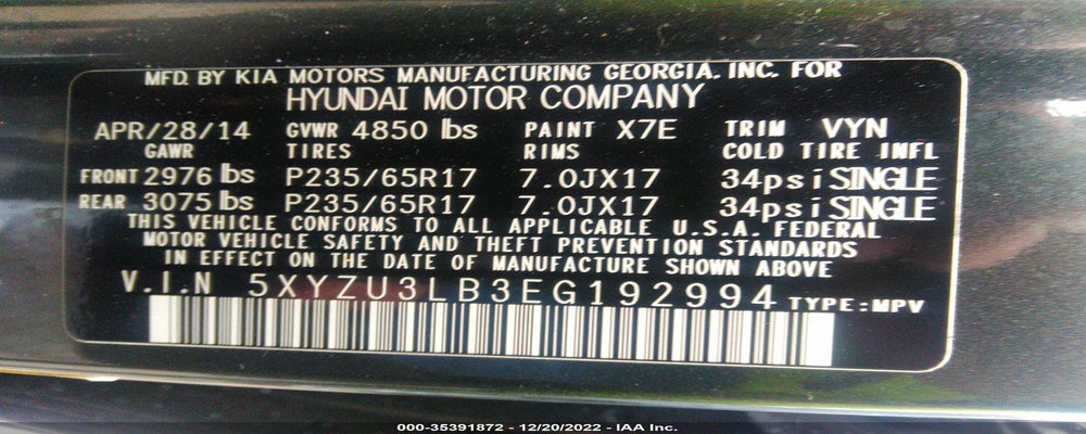 5XYZU3LB3EG192994 2014 HYUNDAI SANTA FE SPORT photo no. 9