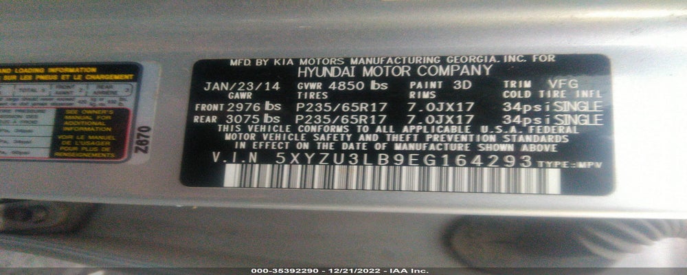 5XYZU3LB9EG164293 2014 HYUNDAI SANTA FE SPORT photo no. 9