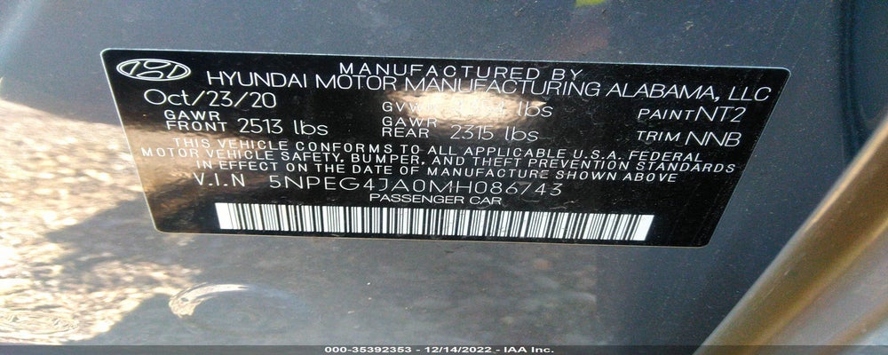 5NPEG4JA0MH086743 2021 HYUNDAI SONATA photo no. 9