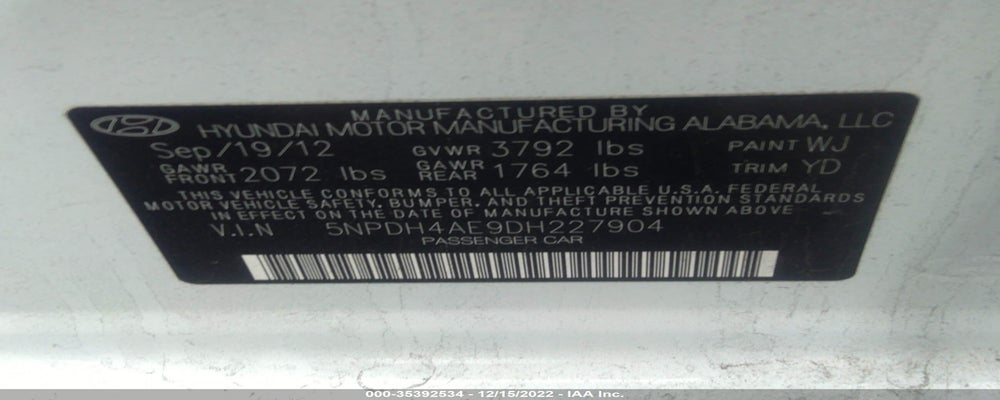 5NPDH4AE9DH227904 2013 HYUNDAI ELANTRA photo no. 9