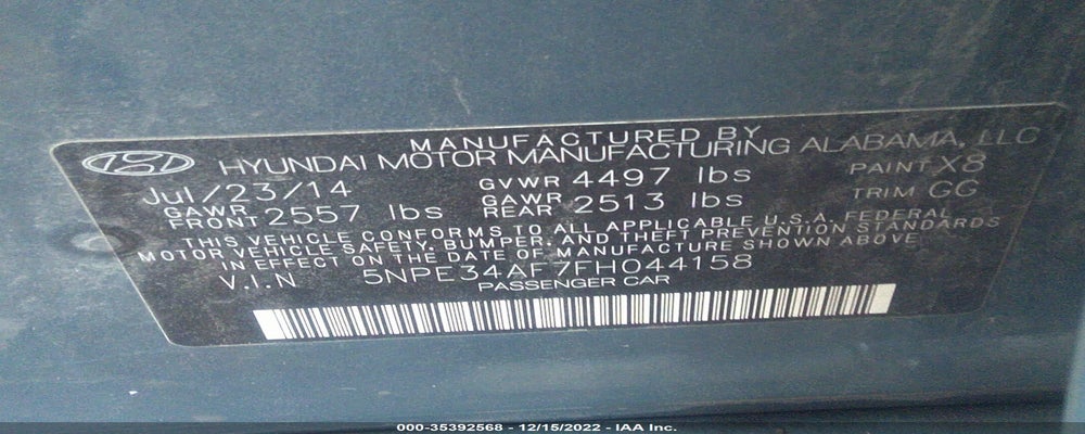 5NPE34AF7FH044158 2015 HYUNDAI SONATA photo no. 9