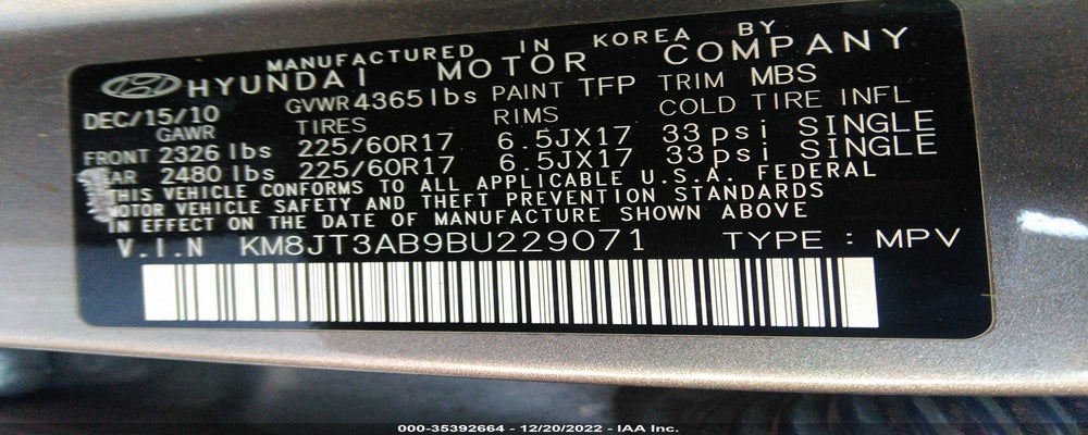 KM8JT3AB9BU229071 2011 HYUNDAI TUCSON photo no. 9