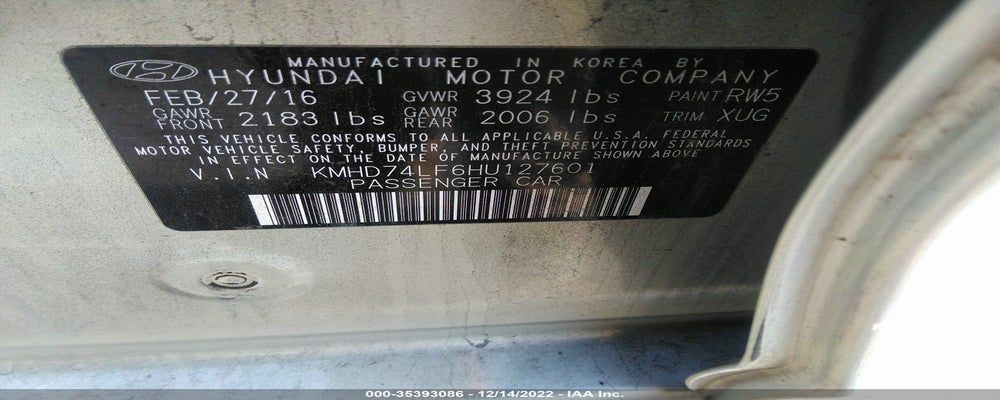 KMHD74LF6HU127601 2017 HYUNDAI ELANTRA photo no. 9