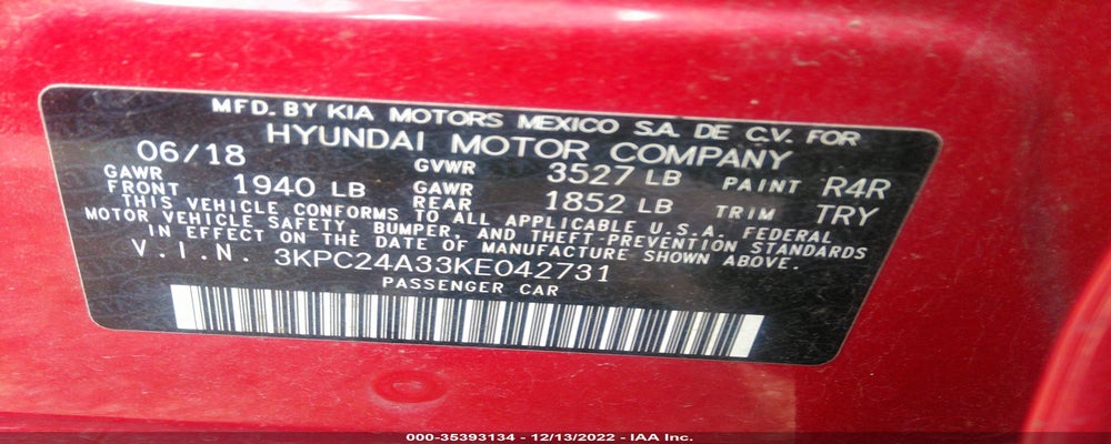 3KPC24A33KE042731 2019 HYUNDAI ACCENT photo no. 9