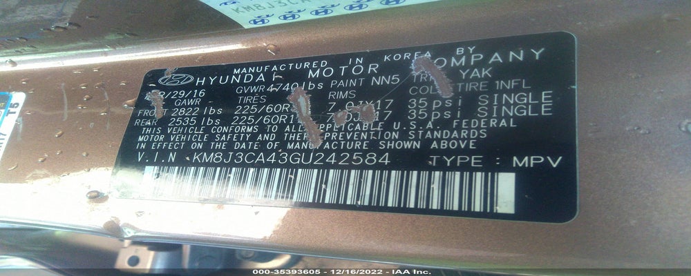 KM8J3CA43GU242584 2016 HYUNDAI TUCSON photo no. 9