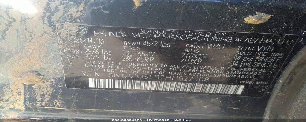 5NMZU3LB7HH022308 2017 HYUNDAI SANTA FE SPORT photo no. 9