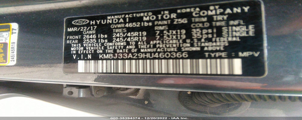 KM8J33A29HU460366 2017 HYUNDAI TUCSON photo no. 9
