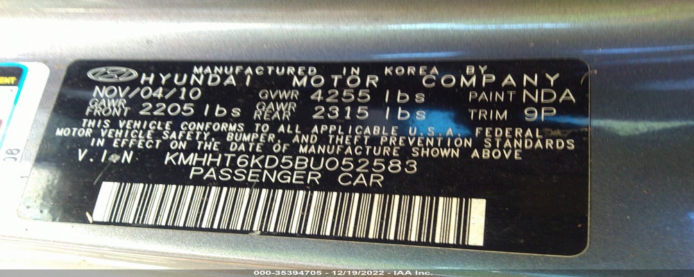 KMHHT6KD5BU052583 2011 HYUNDAI GENESIS COUPE photo no. 9