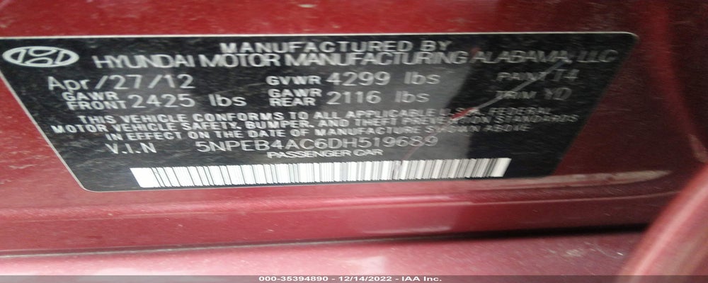 5NPEB4AC6DH519689 2013 HYUNDAI SONATA photo no. 9