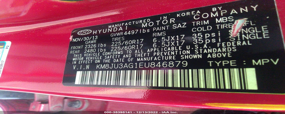 KM8JU3AG1EU846879 2014 HYUNDAI TUCSON photo no. 9