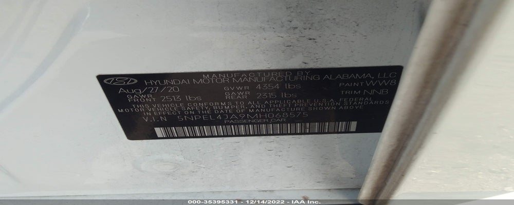 5NPEL4JA9MH068575 2021 HYUNDAI SONATA photo no. 9