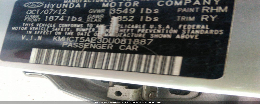 KMHCT5AE3DU081887 2013 HYUNDAI ACCENT photo no. 9