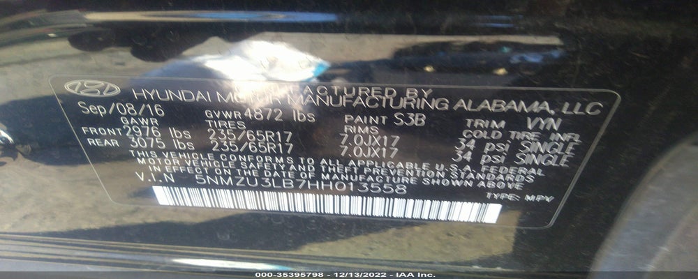 5NMZU3LB7HH013558 2017 HYUNDAI SANTA FE SPORT photo no. 9