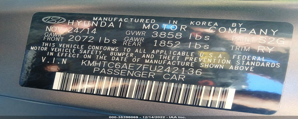KMHTC6AE7FU242136 2015 HYUNDAI VELOSTER photo no. 9