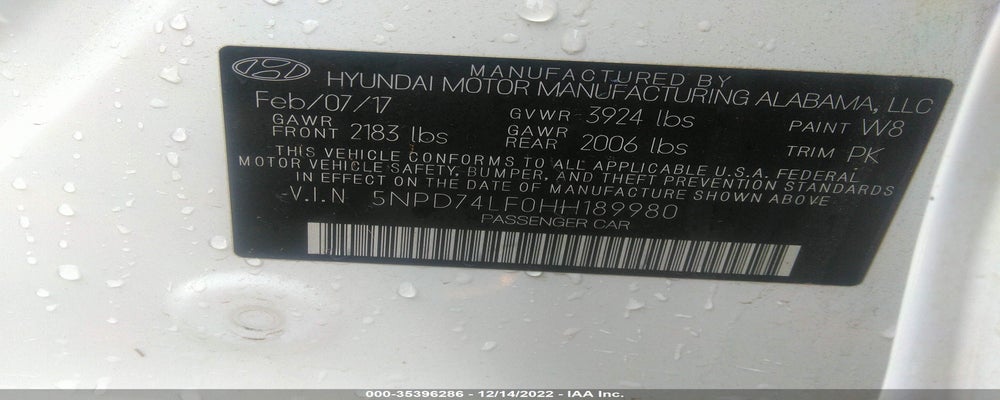5NPD74LF0HH189980 2017 HYUNDAI ELANTRA photo no. 9