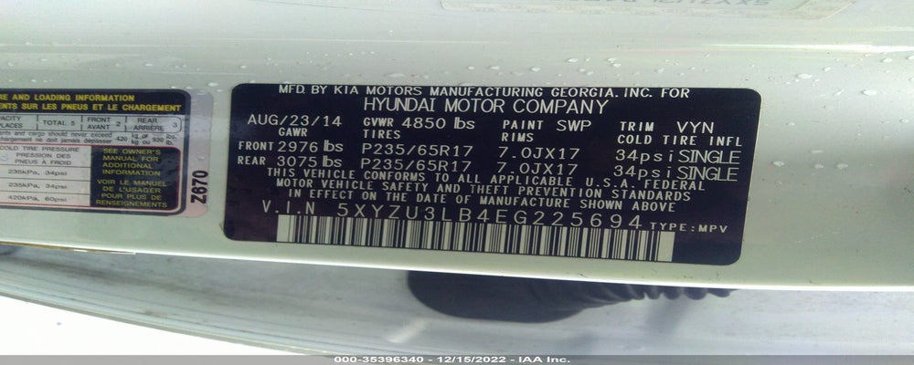 5XYZU3LB4EG225694 2014 HYUNDAI SANTA FE SPORT photo no. 9