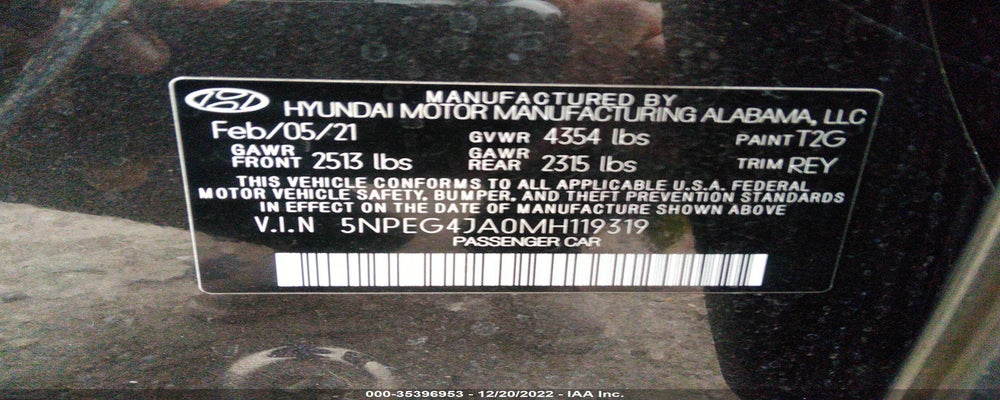 5NPEG4JA0MH119319 2021 HYUNDAI SONATA photo no. 9