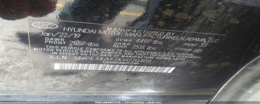 5NPE34AF2KH770309 2019 HYUNDAI SONATA photo no. 9