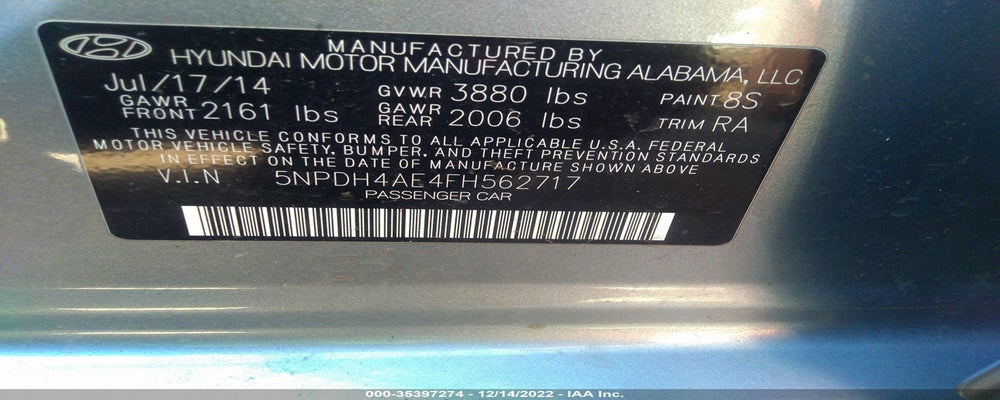 5NPDH4AE4FH562717 2015 HYUNDAI ELANTRA photo no. 9