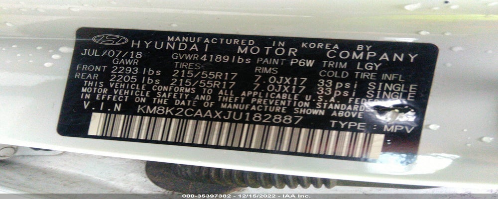 KM8K2CAAXJU182887 2018 HYUNDAI KONA photo no. 9