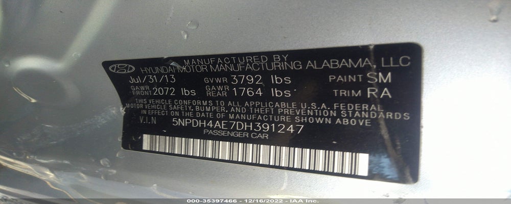 5NPDH4AE7DH391247 2013 HYUNDAI ELANTRA photo no. 9