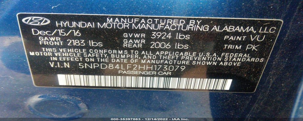 5NPD84LF2HH173079 2017 HYUNDAI ELANTRA photo no. 9