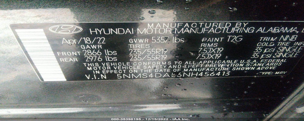5NMS4DAL6NH456413 2022 HYUNDAI SANTA FE photo no. 9