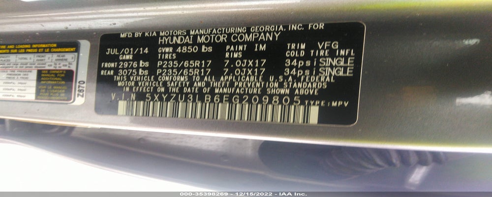5XYZU3LB6EG209805 2014 HYUNDAI SANTA FE SPORT photo no. 9