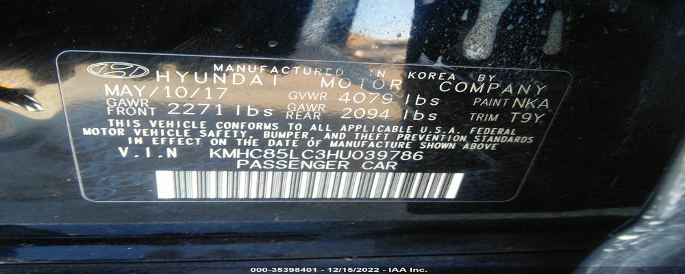 KMHC85LC3HU039786 2017 HYUNDAI IONIQ photo no. 9