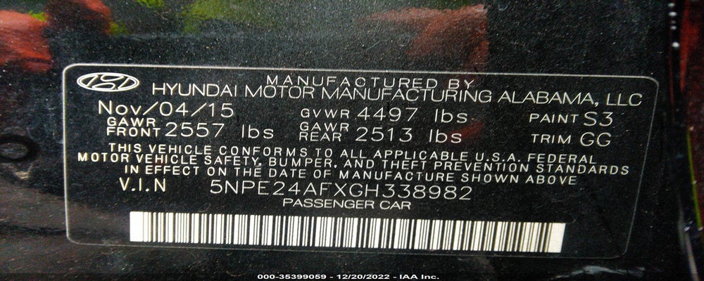 5NPE24AFXGH338982 2016 HYUNDAI SONATA photo no. 9