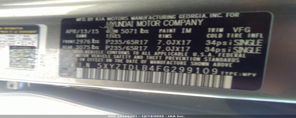 5XYZTDLB4FG299109 2015 HYUNDAI SANTA FE SPORT photo no. 9