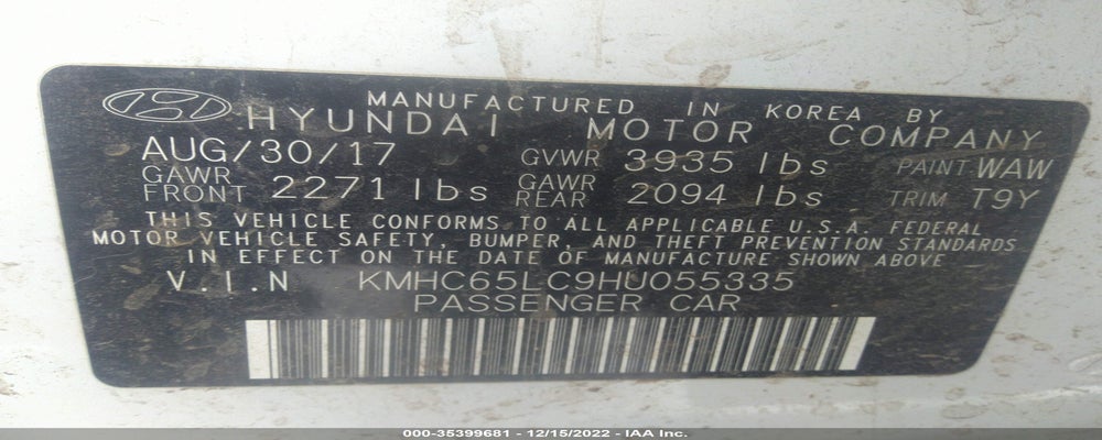 KMHC65LC9HU055335 2017 HYUNDAI IONIQ photo no. 9