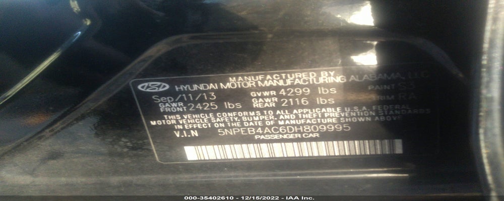 5NPEB4AC6DH809995 2013 HYUNDAI SONATA photo no. 9