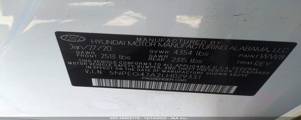 5NPEG4JA2LH029331 2020 HYUNDAI SONATA photo no. 9