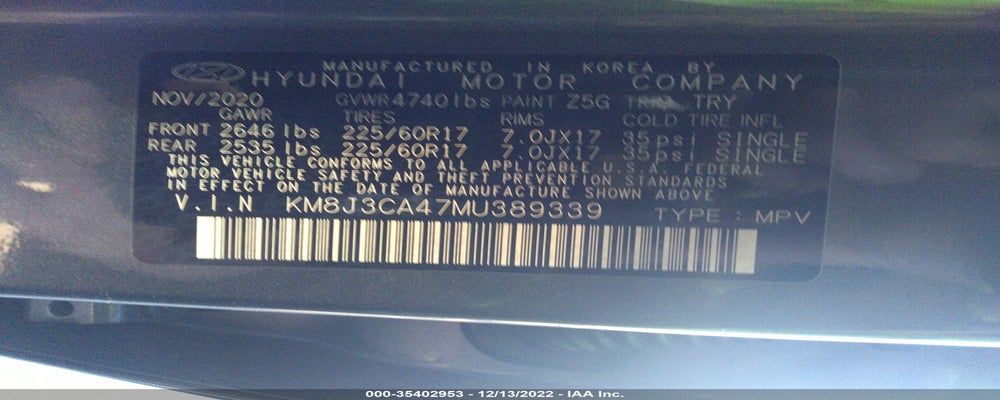 KM8J3CA47MU389339 2021 HYUNDAI TUCSON photo no. 9