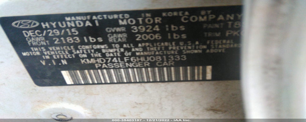 KMHD74LF6HU081333 2017 HYUNDAI ELANTRA photo no. 9